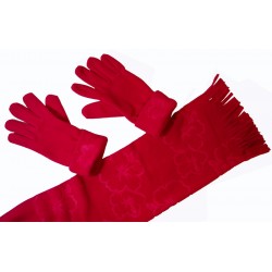 Cadriano Fleece sjaal met handschoenen (rood)