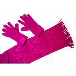 Cadriano Fleece sjaal met handschoenen (roze)