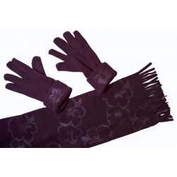 Cadriano Fleece sjaal met handschoenen (zwart)