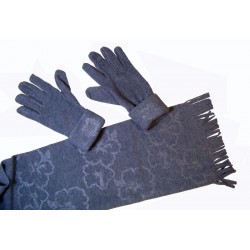 Cadriano Fleece sjaal met handschoenen (grijs)